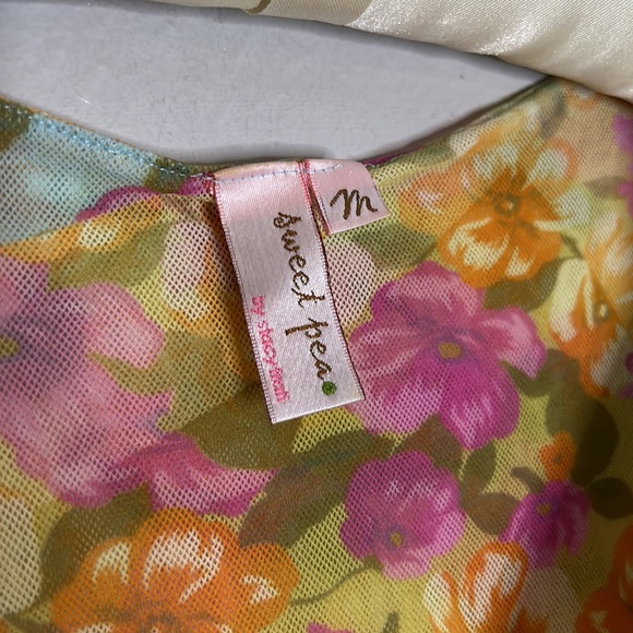 Vintage Sweet Pea Medium Mesh Peplum floral women’s tank top - Picture 4 of 9